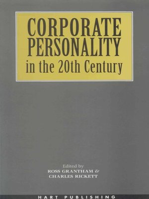 cover image of Corporate Personality in the 20th Century